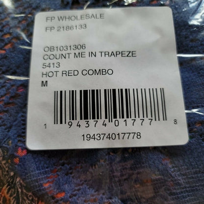 NWT Free People Count Me in Trapeze Tunic Top Medium NWT $88 Swing Hot Red Combo