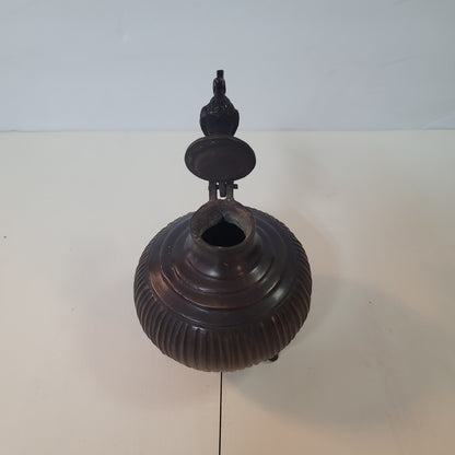 Vintage Ornate Kohl Pot Brass Bronze Tri-Footed INKWELL Hinged Bird Peacock Lid