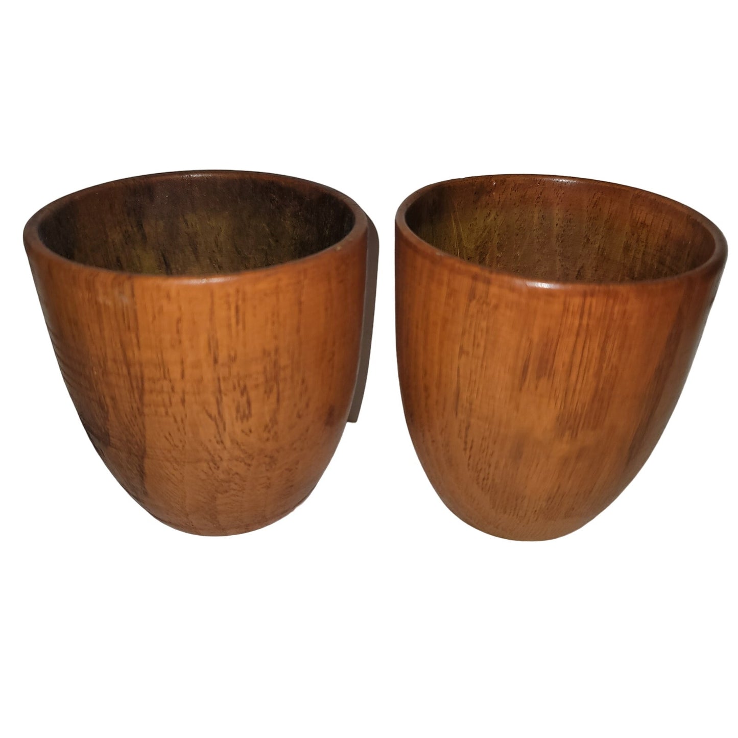 Pair hand turned wood  cups 4" tall