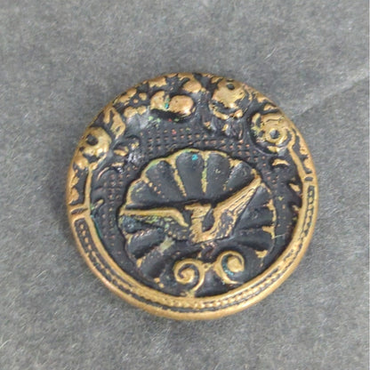 LOT R of 10 Antique Vintage Victorian Brass Mixed Materials Buttons ESTATE FIND