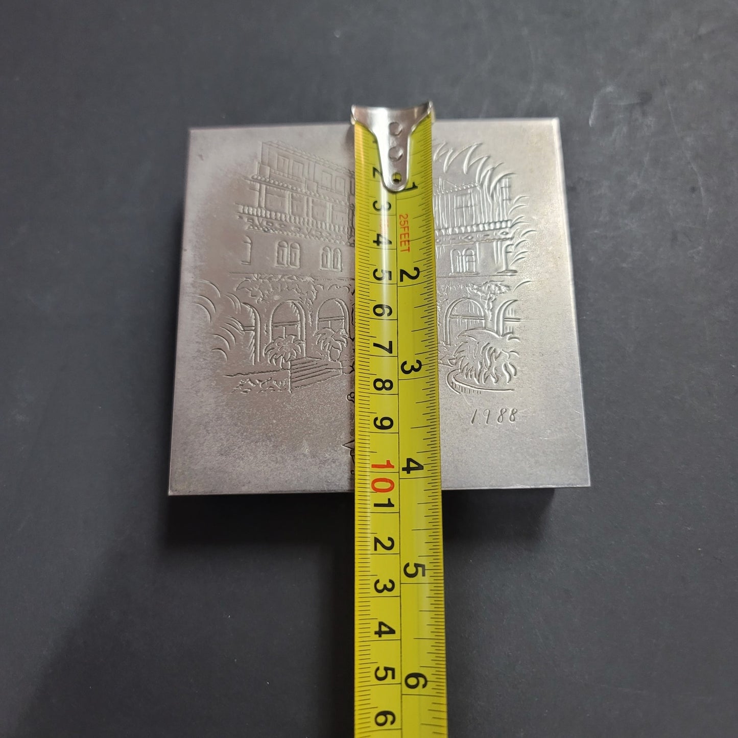 Ciga Hotels Italy Silvertone Metal table desk Etched Cigarette square case 1988