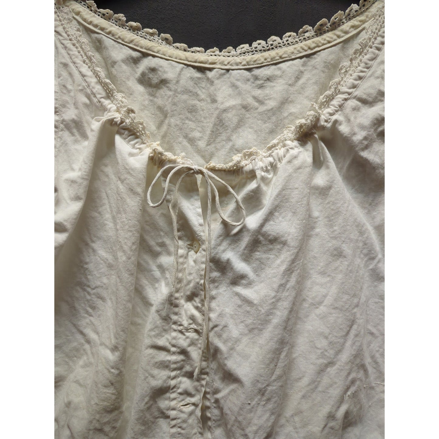 Edwardian Victorian cotton camisole corset cover liberty bodice lace trim front