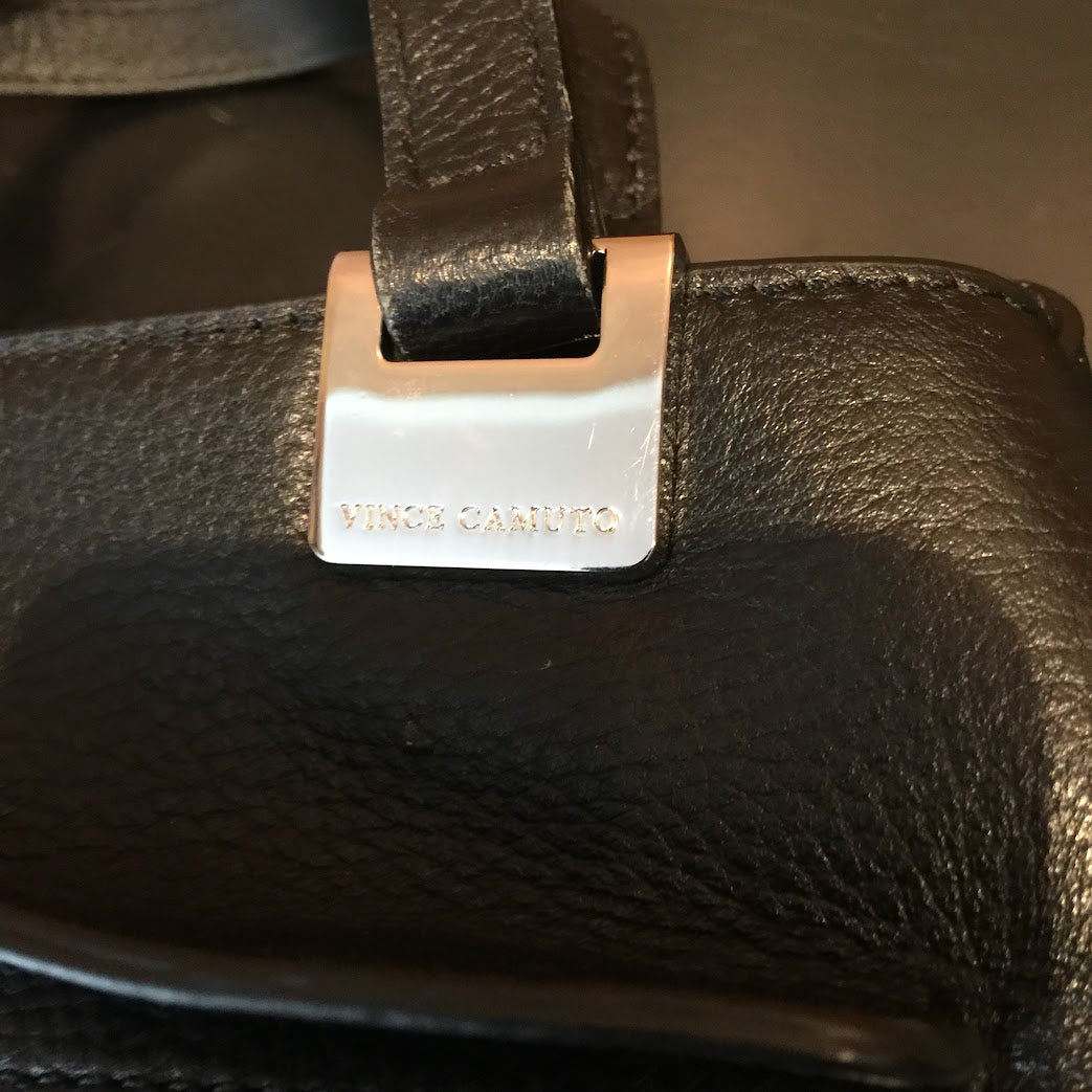 Vince Camuto ROSIE Black Shoulder Top handle pebble leather purse 3 Zip snap