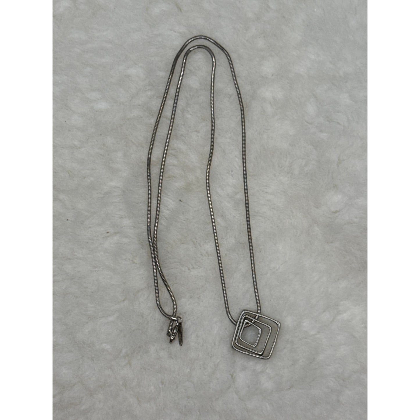 NY & Co Vintage Silver Geometric Triple Square Statement Necklace Minimalist