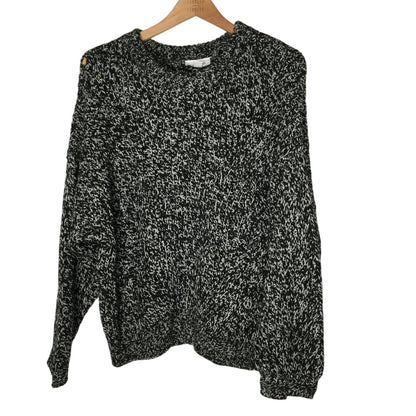 Topshop Chunky Pointelle Sweater Crew Neck Long Sleeves Dropped Shoulders Sz 12