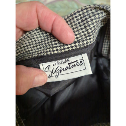 Parisian Signature Houndstooth 100% Wool Pencil Skirt Size 6 vintage Luxury