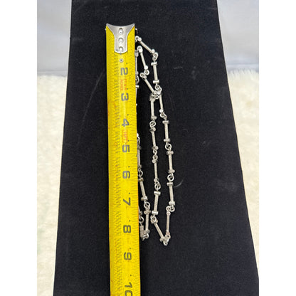 Vintage textured Brutalist Silver Tone Industrial Link Long Necklace Modern