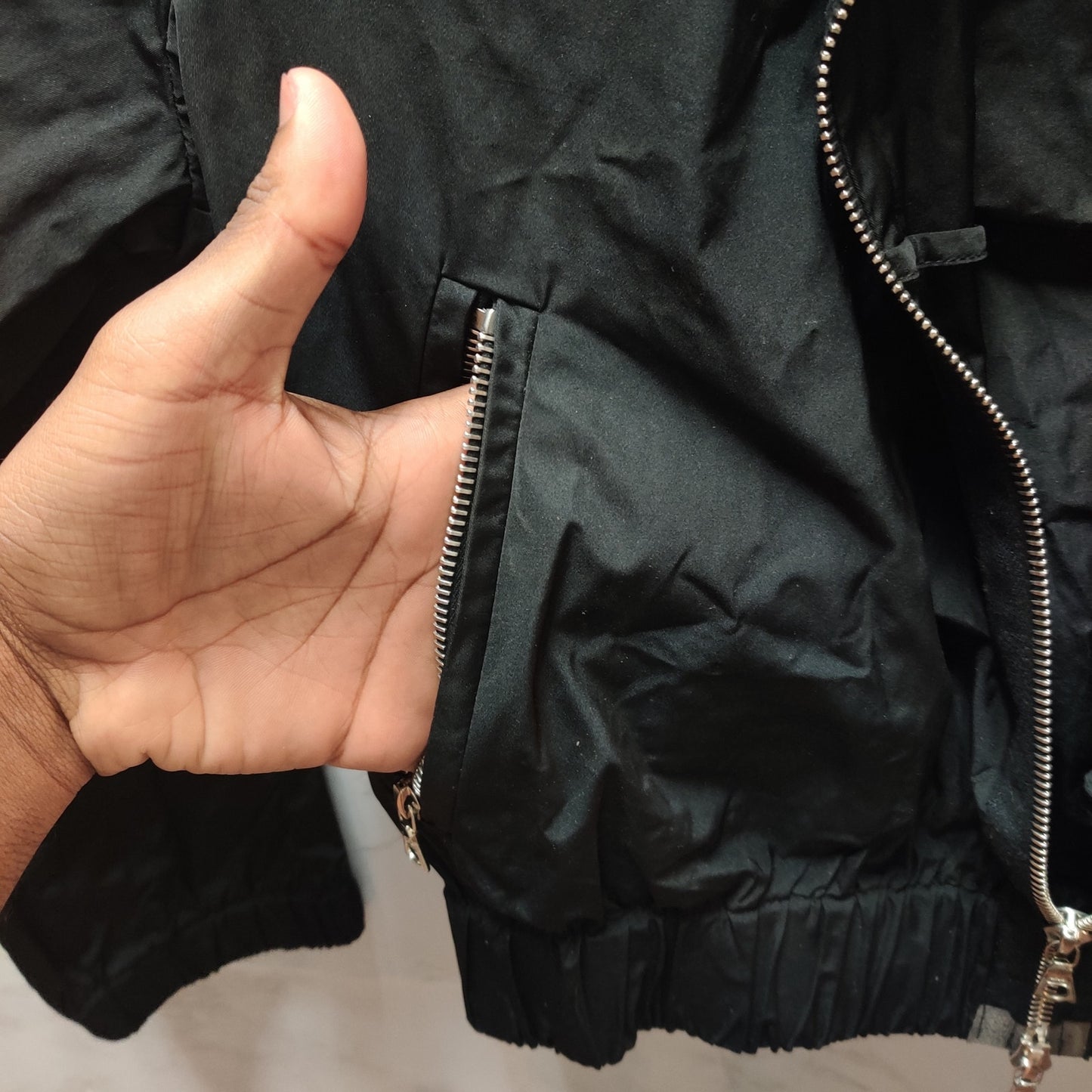 Moncler Black Hooded Lightweight Bomber Jacket 2xs WINDBREAKER