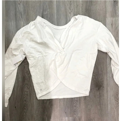 Zella twisty Turn Long Sleeve Activewear Shirt SMALL Lightweight WHITE NEW