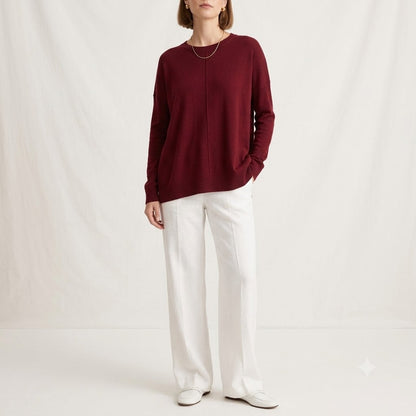 Catherine Malandrino Cashmere CrewNeck Sweater XS Burgundy Long Sleeve NEW