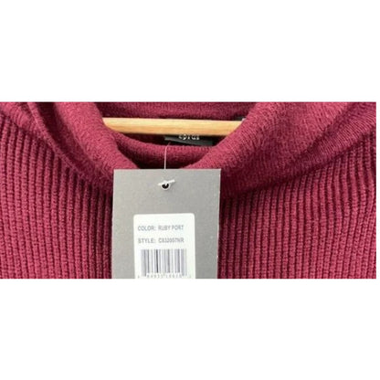 Devotion by Cyrus Cowlneck Ribbed Tunic Sweater In Ruby Port NWT eXTRASmall xs