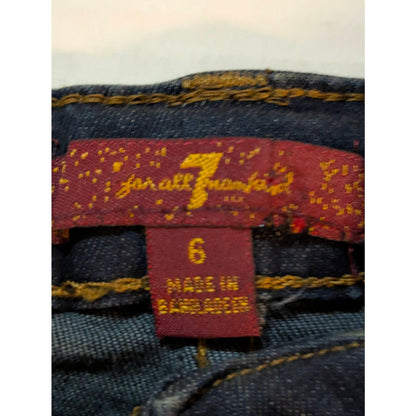 7 For All Mankind Girls Blue Pearl Dark Wash Skinny Jeans Size 6 NWT