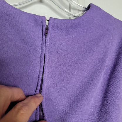 Vintage 1970's Poly Purple two tone Dress Short Sleeve Swing Casual large/medium