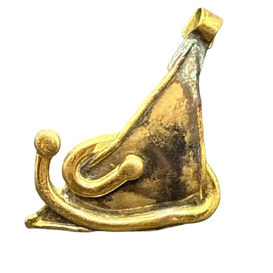 Vintage brutalist Pendant Brass Handmade 2" MCM Sculptural Abstract Jewelry