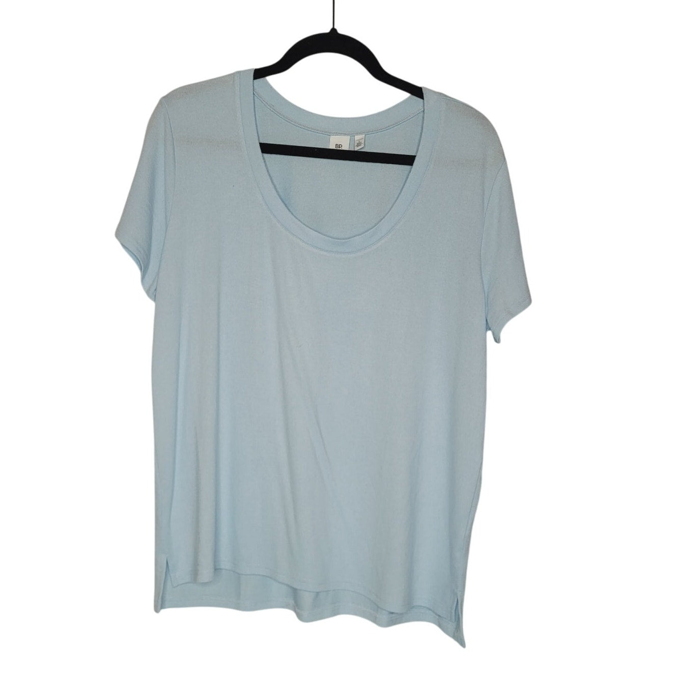 BP. new baby blue casual Blouse top short sleeve side slit textured Size Large