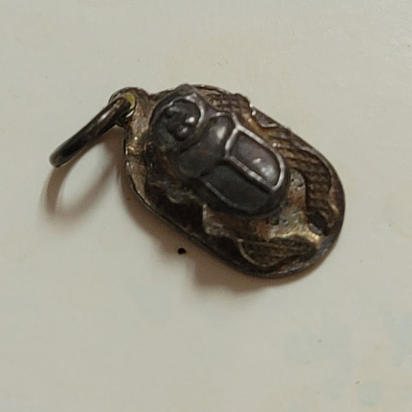 Vintage Scarab silver pendant beetle good luck charm UNMARKED