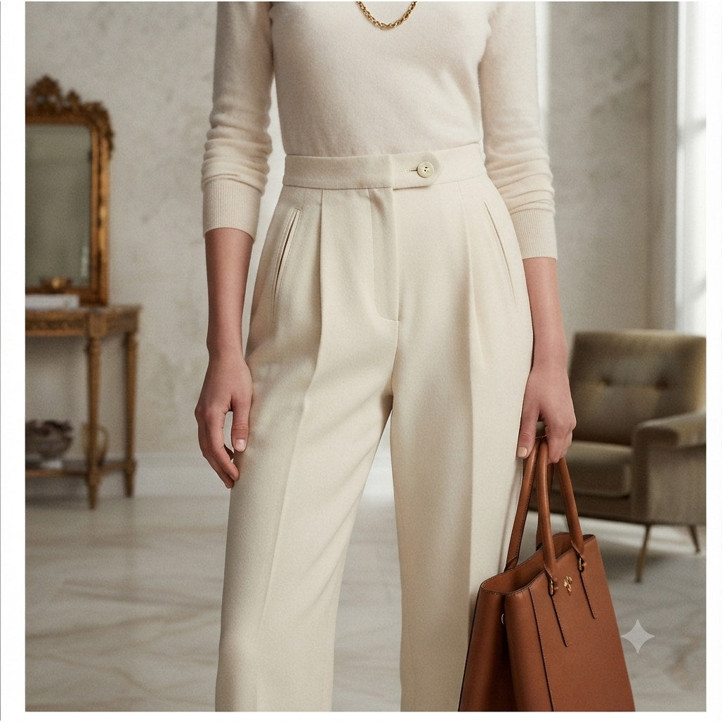 Nygard Size 4 Petite Pleated Pants career Cream High Waisted Classic Dress