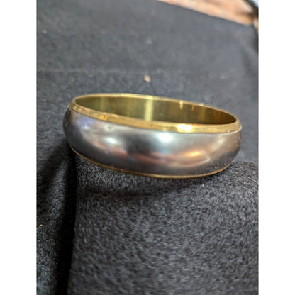 Set of 3 Brass Vintage Bracelets hammered two tone metal etched mixed styles