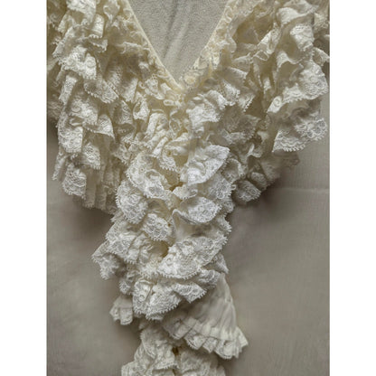 Dolce Cabo Cream Cream Ruffle V-Neck Sleeveless Knit Top Blouse Size Medium
