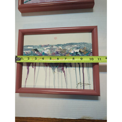 Patrick McNurney Signed Abstract Art Pair Memphis Milano 1980s Framed Painting