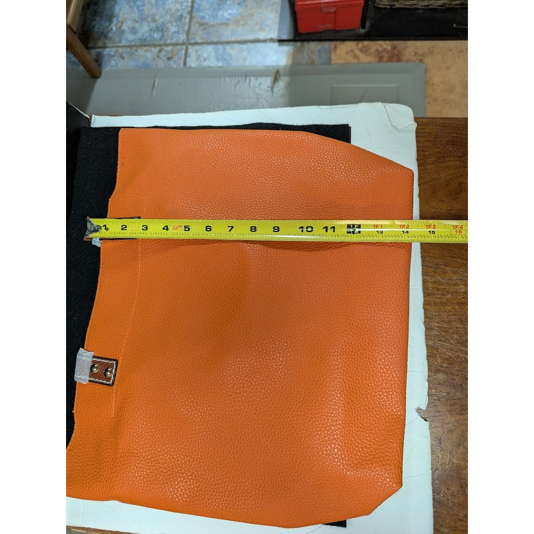 Vegan Faux Pebbled Leather Orange Removable bag Tote NEW Purse Front zip pocket