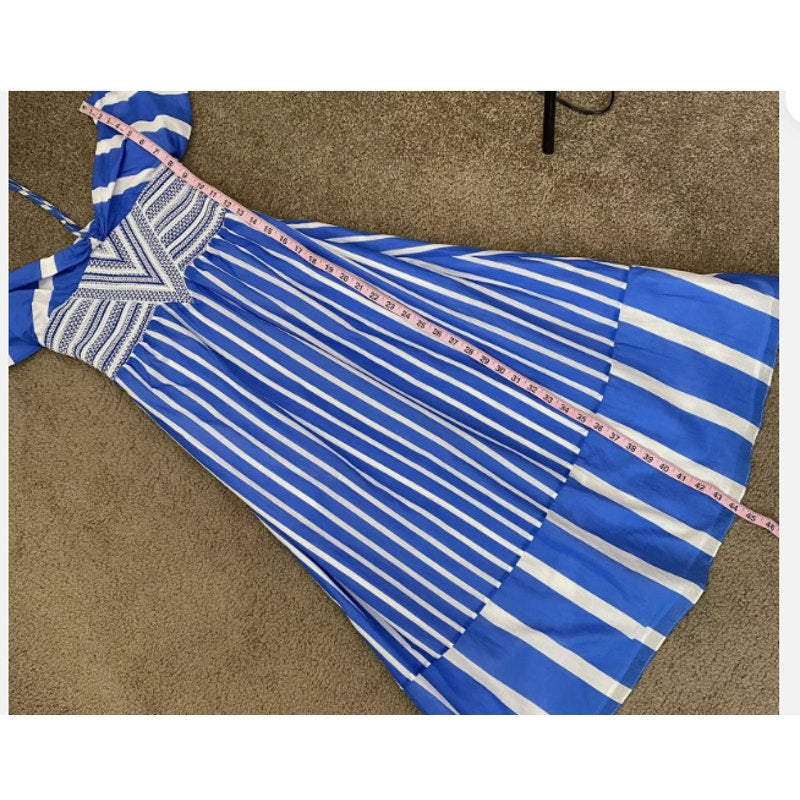 TANYA TAYLOR Celina Smocked Striped Color block Midi Dress Smocking 2 / xs NEW