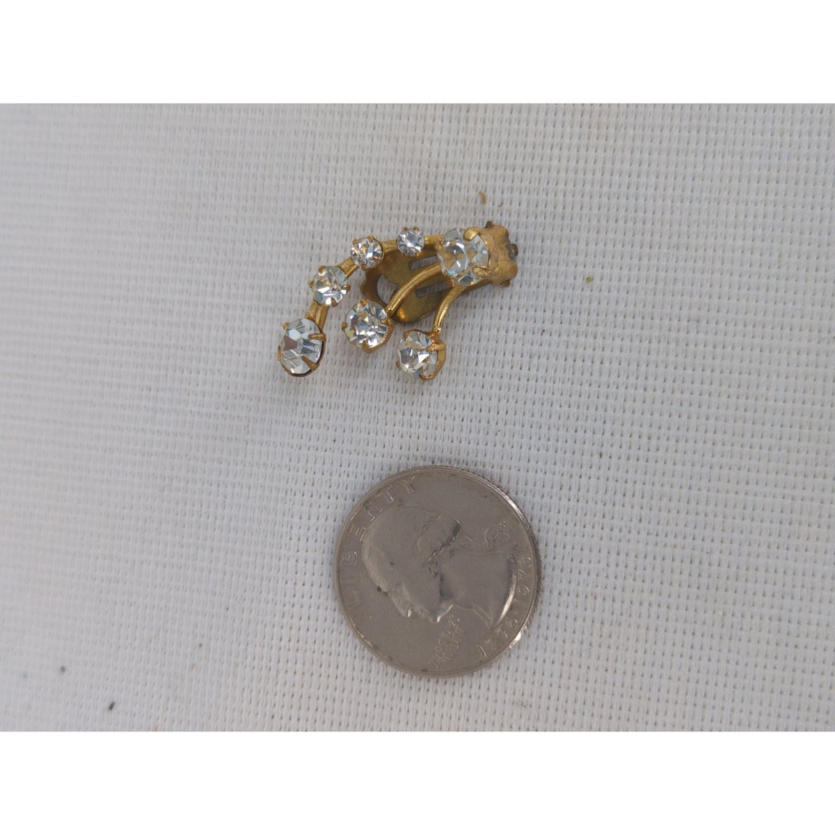 Vintage Austria Rhinestone Cascade Clip On Earrings Mid-Century Glam
