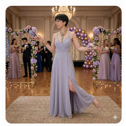 Jenny Yoo Annabelle Gown Dress Convertible Sleeveless V-Neck Strappy Purple 12