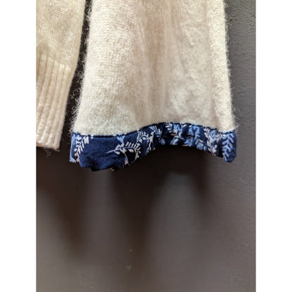 Draper James Women's Ivory Fine Knit Sweater with Floral Trim NWT Size Medium