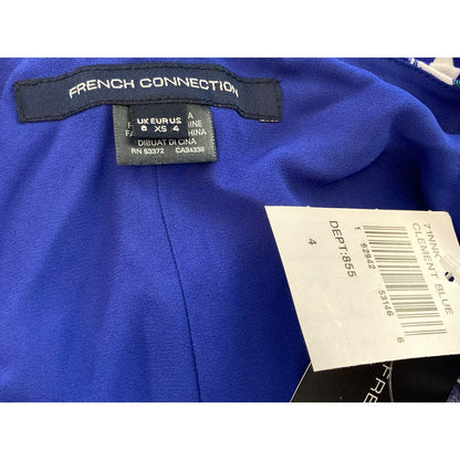 French Connection V-Neck Surplice Side Tie Wrap Midi Dress Sz 4 Clement Blue NWT