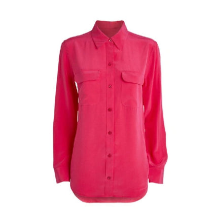 Equipment Slim-fit Signature Silk Blouse Impala Lily Pink NEW Size Medium $214
