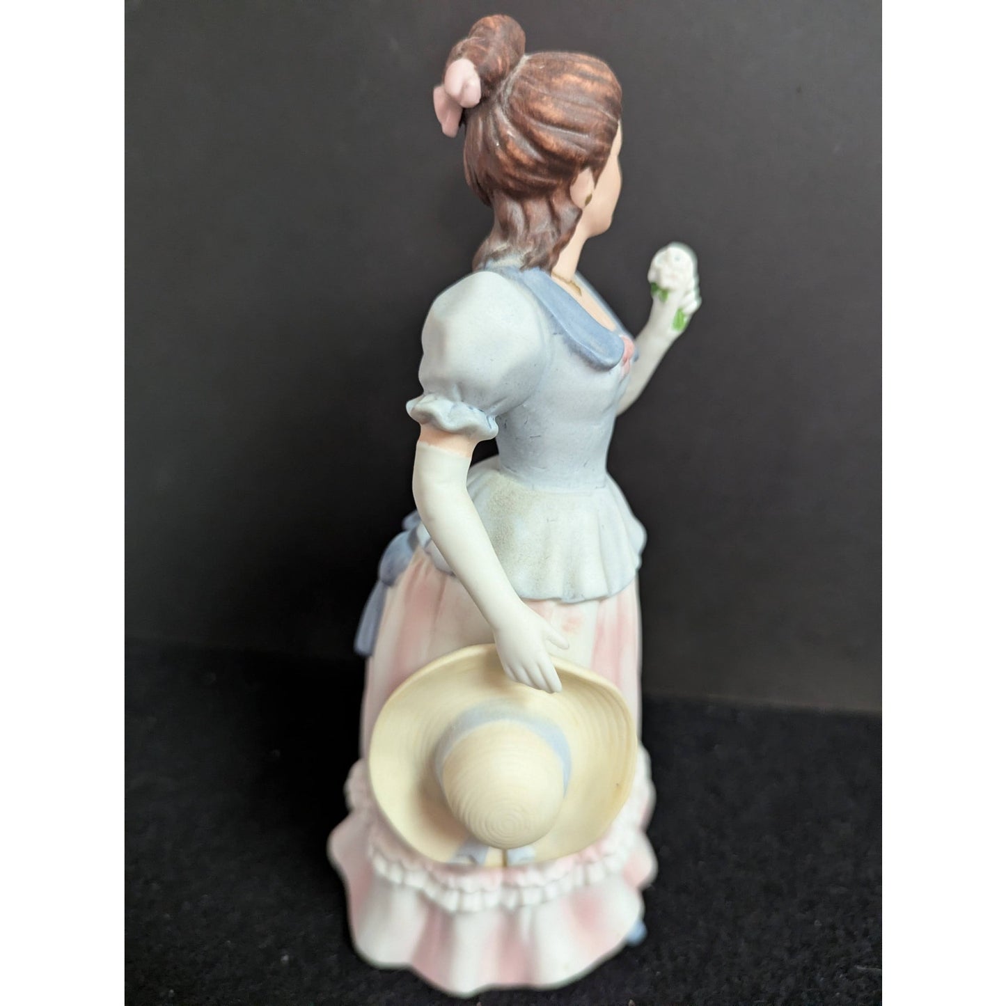 Vintage Kitschy Princess Lady Figurine Porcelain Southern Belle Pink Blue Dress