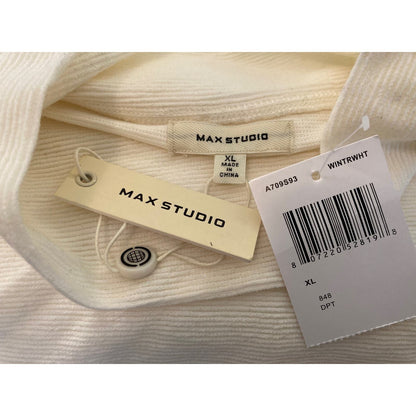 Max Studio Button Shoulder Mock Neck Pullover Top Sz XL/Extra Large in Cream NWT