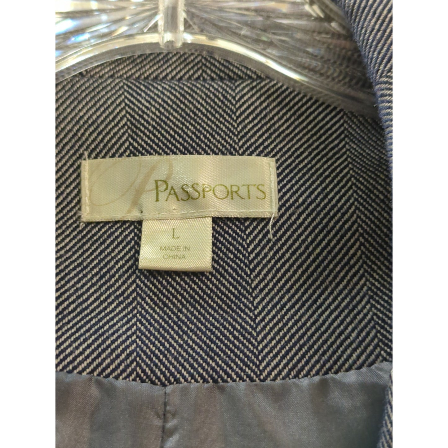 Passports Women's Grey Twill Blazer Large Classic Career Wear Pockets
