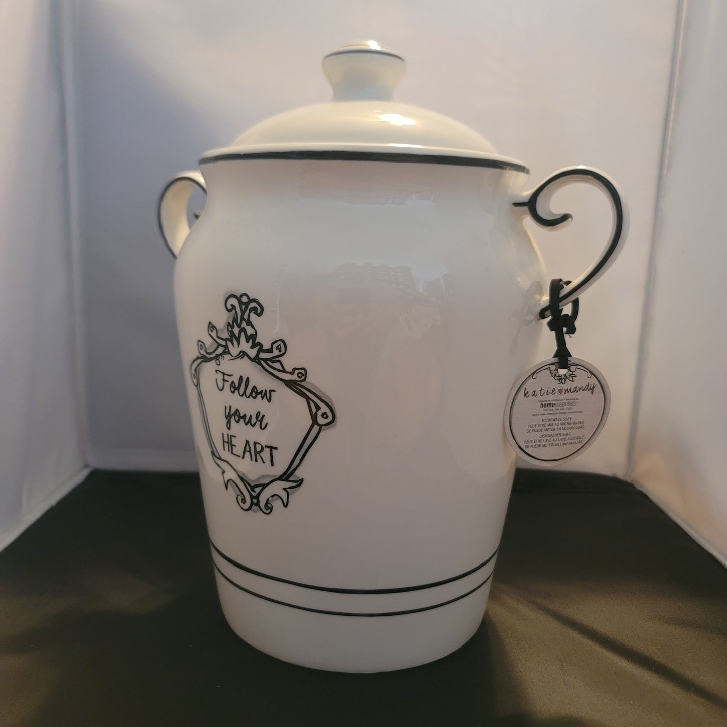 Katie Mandy Ceramic Follow Your Heart Canister Jar Shabby Chic French Country