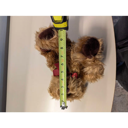 Vintage Russ Berrie "Gregory" Teddy Bear Scruffy Brown Plush with Red Bow