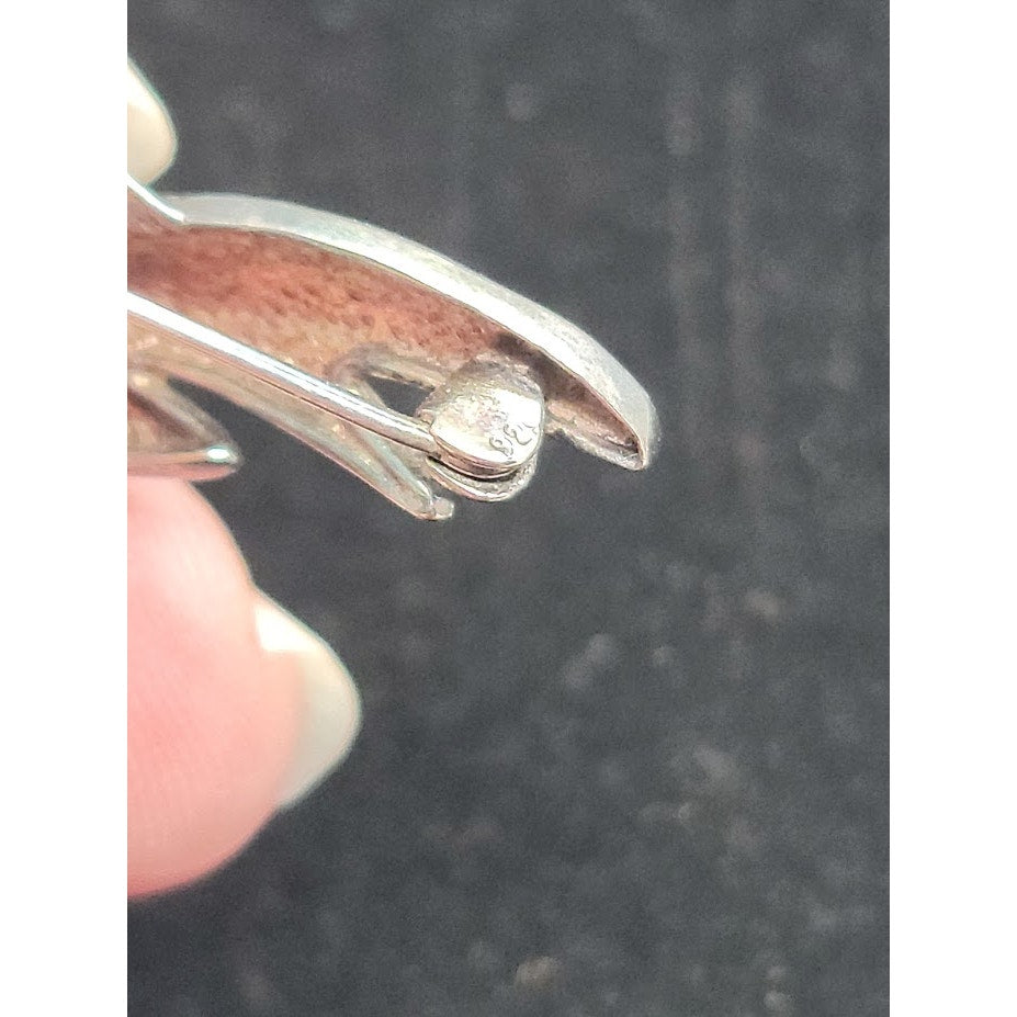 Vintage Mid-Century Modern Sterling Silver Abstract Wing Brooch MCM 925 Pin