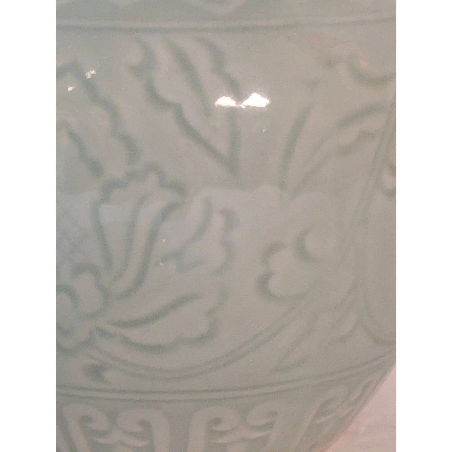 Vintage Chinese Celadon Ginger Jar Chinoiserie Pale Green Ceramic Urn Vase 6"