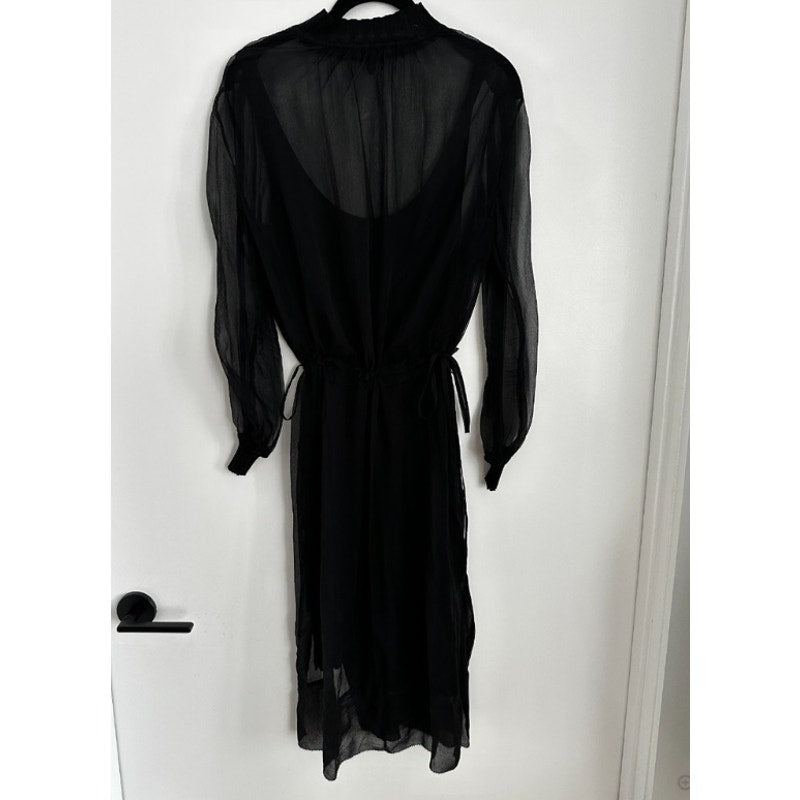 Rag & Bone Dinah Silk Shift Dress in Black Size SMALL 2pc Textured Tank Slip