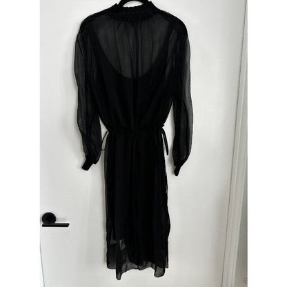 Rag & Bone Dinah Silk Shift Dress in Black Size SMALL 2pc Textured Tank Slip