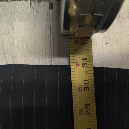 Vintage Vinci 4 pc Suit 40R Black Gray Pinstripe Jacket Vest Pants Necktie