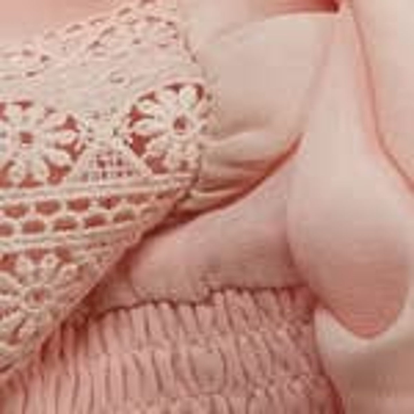 Socialite Pink LARGE NEW Crochet Trim Smocked Waist Sleeve Blouse Long