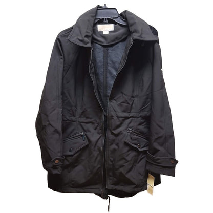 NWT Michael Kors Cinch Waist Black Jacket Long Sleeves XL Raincoat Hooded NEW