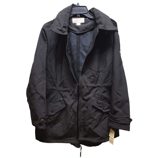 NWT Michael Kors Cinch Waist Black Jacket Long Sleeves XL Raincoat Hooded NEW