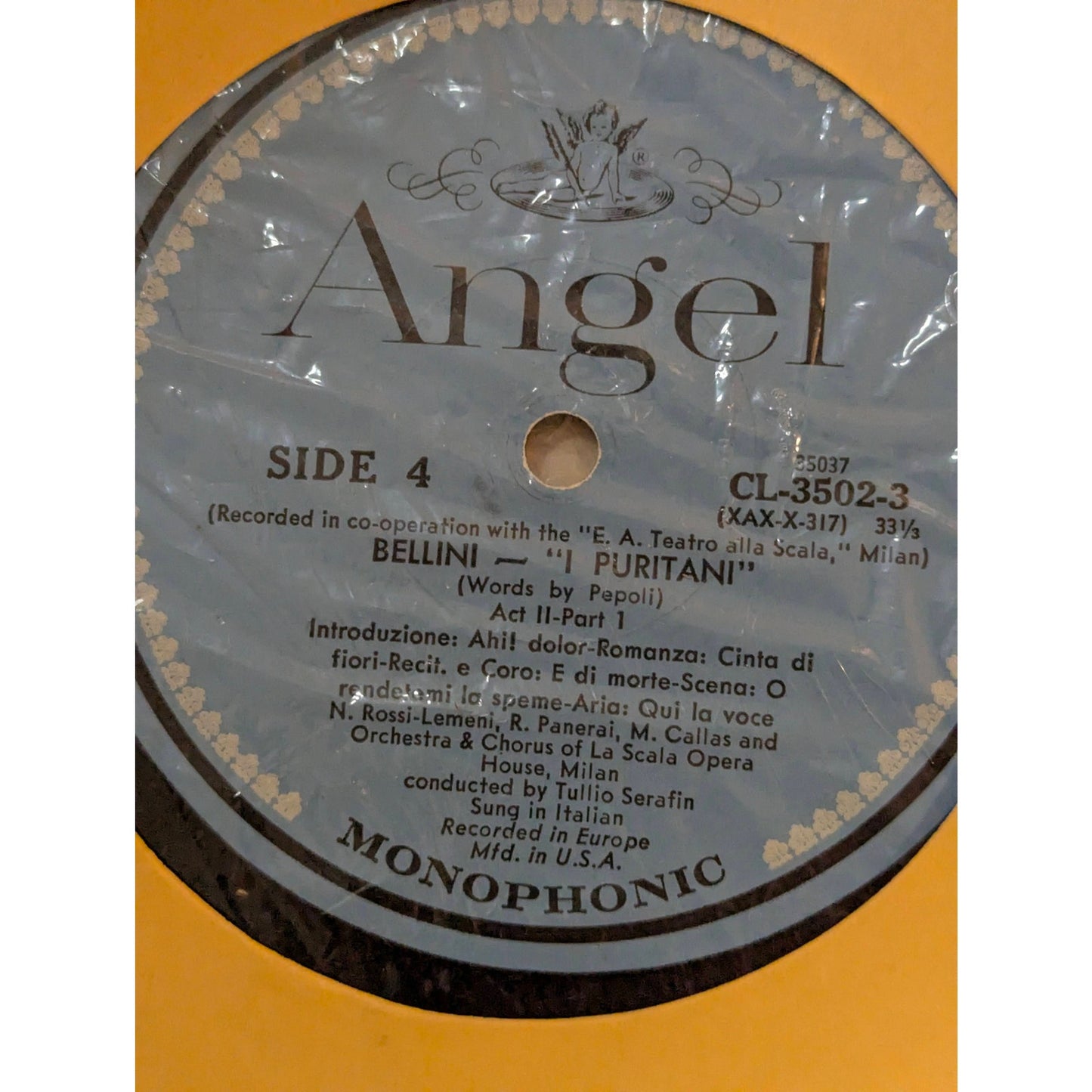 Vintage Bellini I Puritani Callas Di Stefano Angel CL-3502 Mono 3-LP Box Set