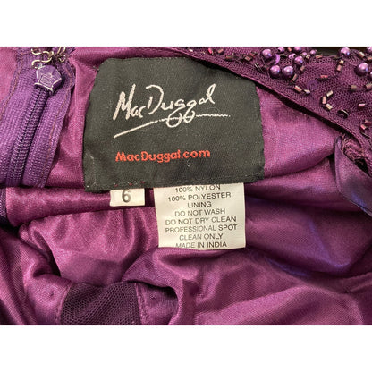 Mac Duggal Beaded Sequined Plunge Neck Evening Gown Style 5177D Sz 6 in Plum New