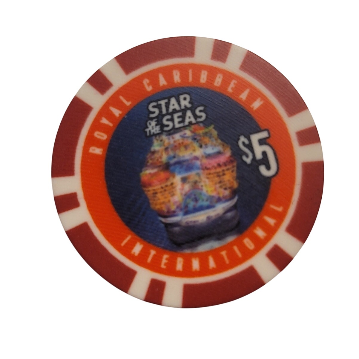 STAR of the Seas INAGURAL Royal Caribbean FRESH $5 Casino Chip 2 SIDED MINT