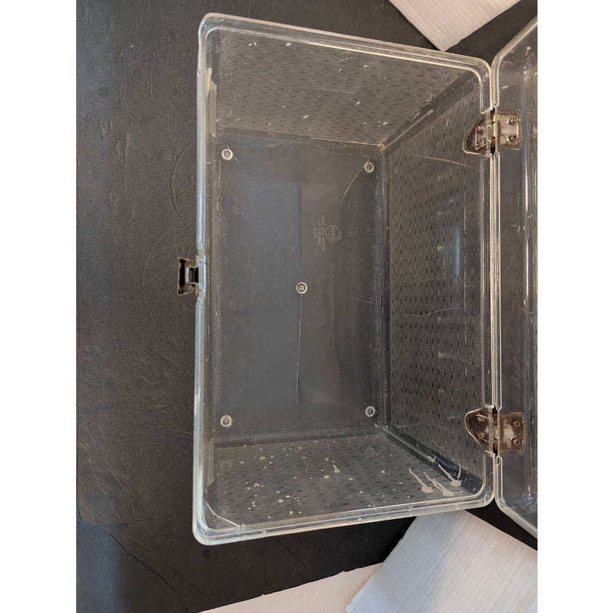 Vintage Clear Acrylic Sewing Case Crafts Organizer Storage Box Carrying Handle