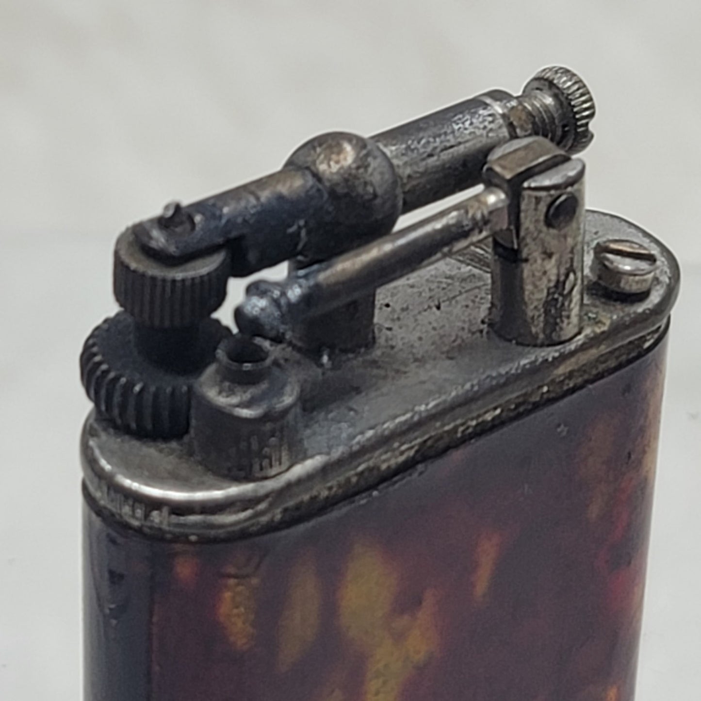 Vintage Thorens Style Lift Arm Pocket Lighter Antique Tortoiseshell Art Deco