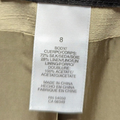 Jones New York Silk Linen Neutral Minimalist Old Money Safari Blazer Jacket Sz 8
